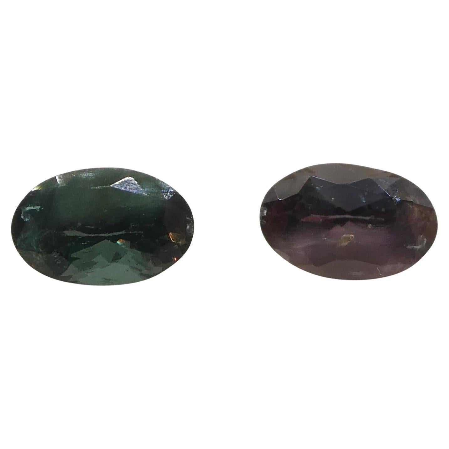 0.68ct Oval Bluish Green to Pinkish Purple Alexandrite from India For Sale