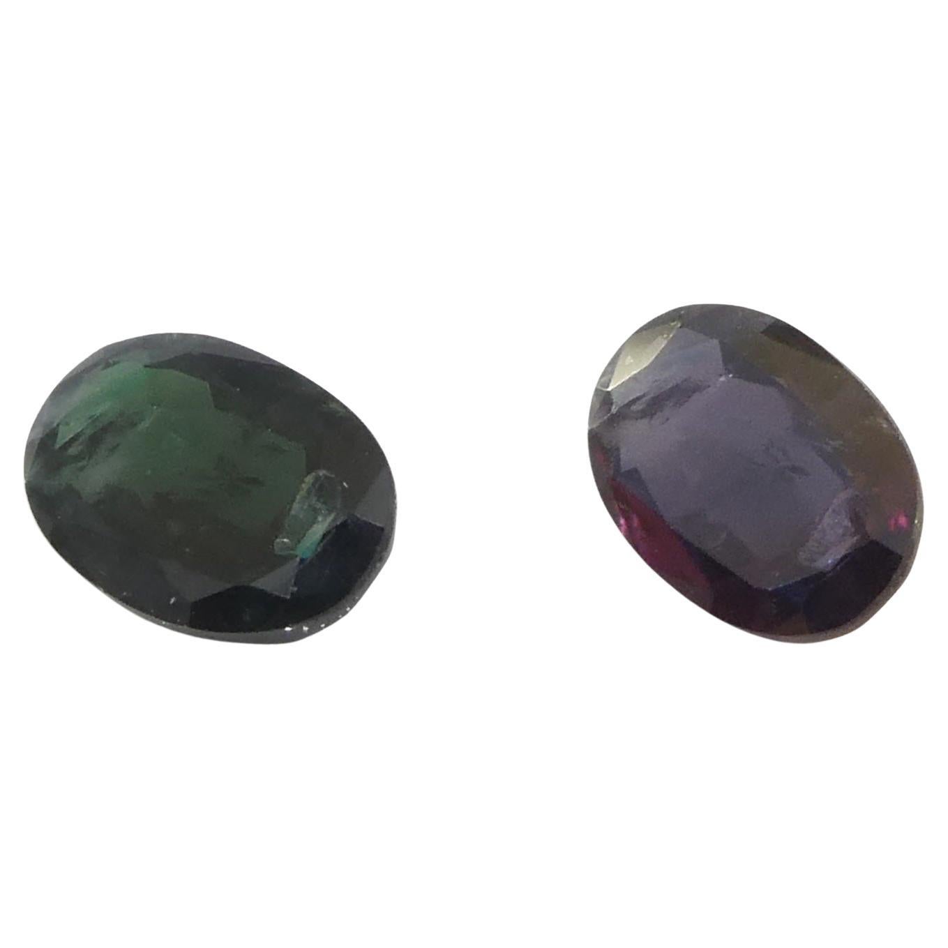 0.49ct Oval Bluish Green to Pinkish Purple Alexandrite from India For Sale