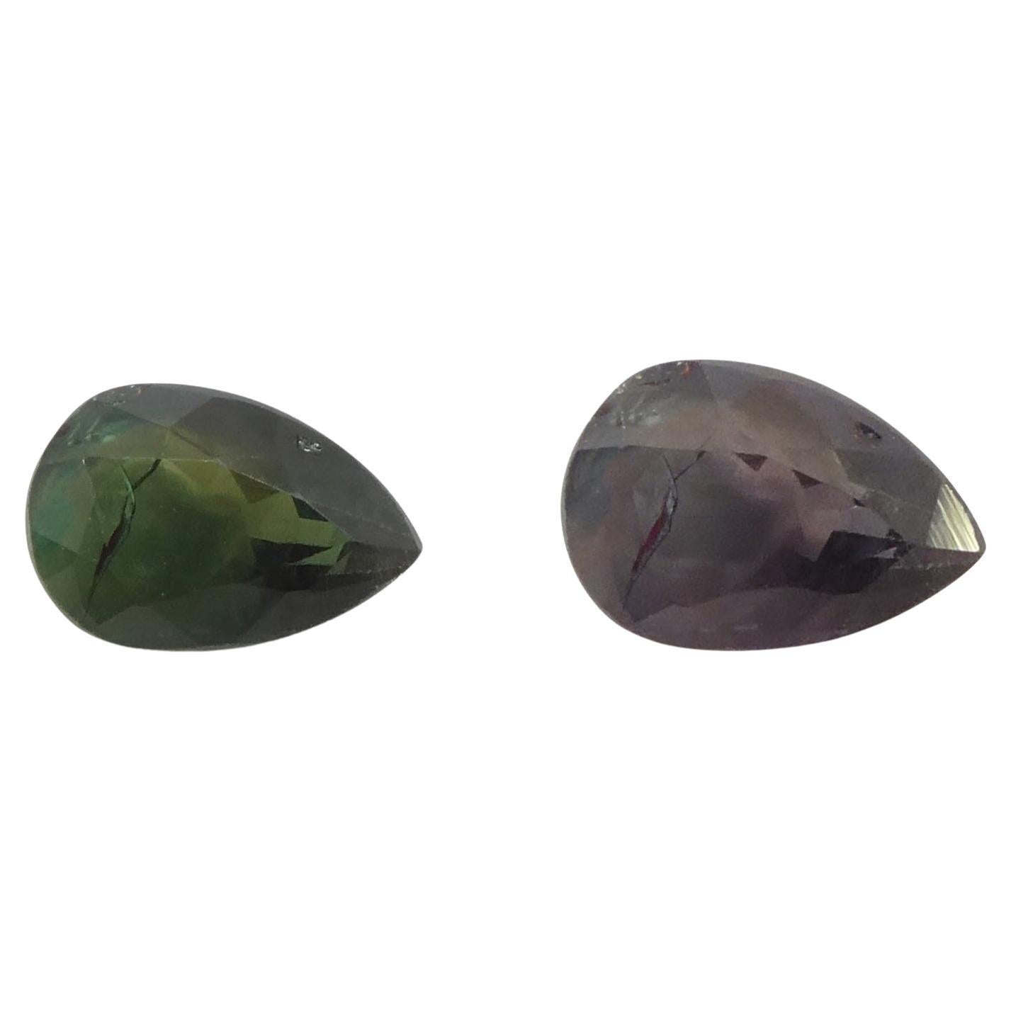 0.63ct Pear Bluish Green to Pinkish Purple Alexandrite from India For Sale