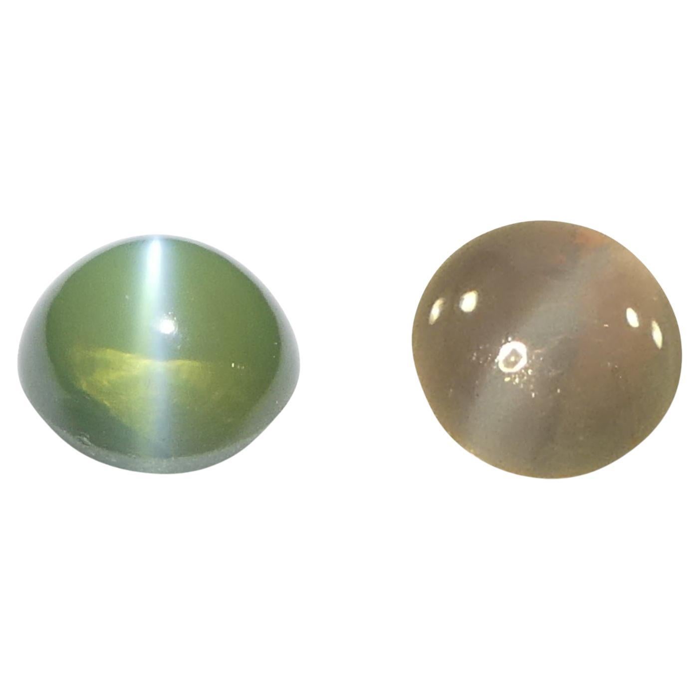 0.94ct Round Cabochon Yellowish Green to Pink-Purple Cat's Eye Alexandrite from  For Sale