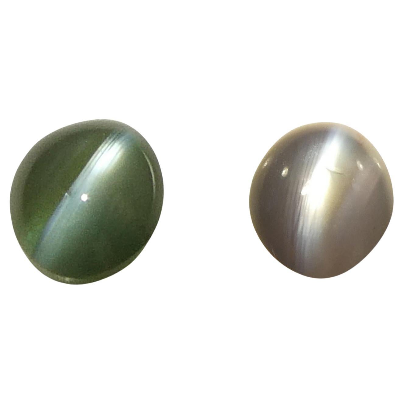 0.64ct Oval Cabochon Yellowish Green to Pink-Purple Cat's Eye Alexandrite from I For Sale