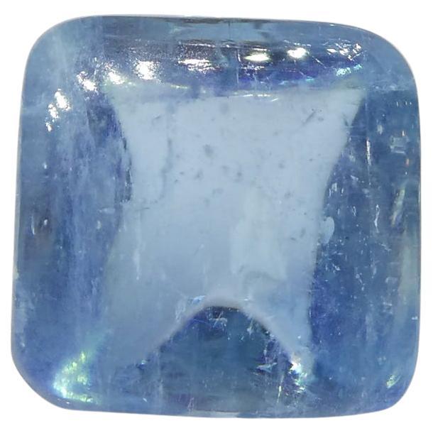 5.84ct Square Sugarloaf Cabochon Blue Aquamarine from Brazil For Sale