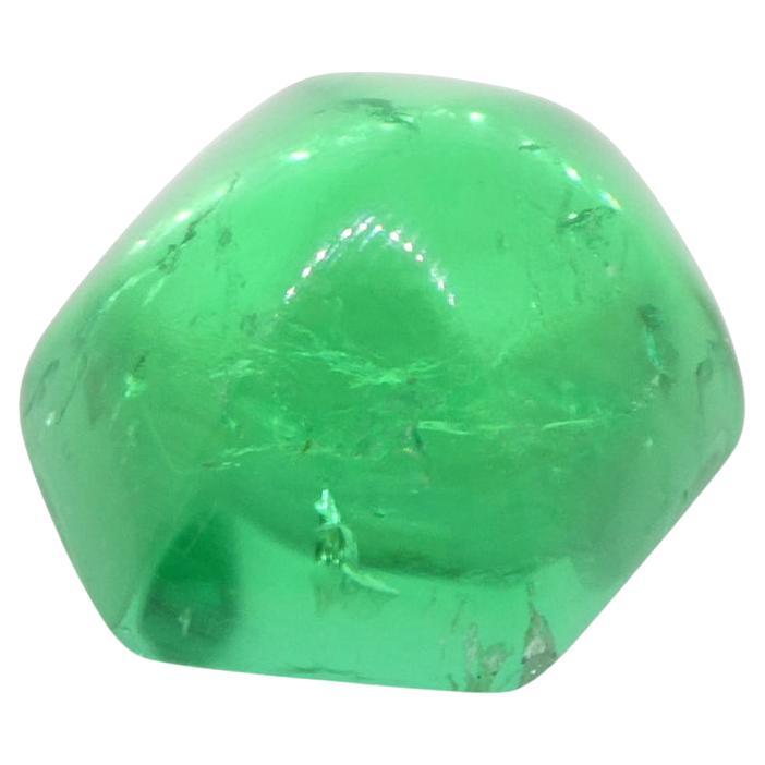 2.85ct Hexagonal Cabochon Green Emerald GIA Certified Colombia   For Sale