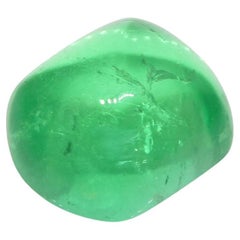 1.9ct Cushion Sugarloaf Cabochon Green Emerald GIA Certified Colombia  