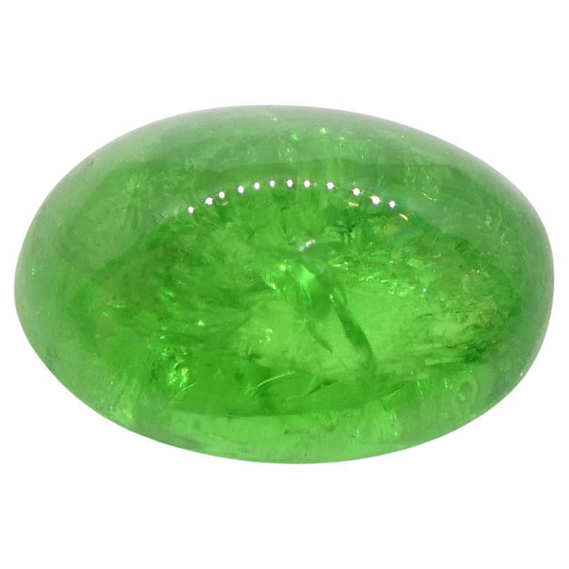 3.08ct Oval Cabochon Green Tsavorite Garnet from Kenya, Unheated