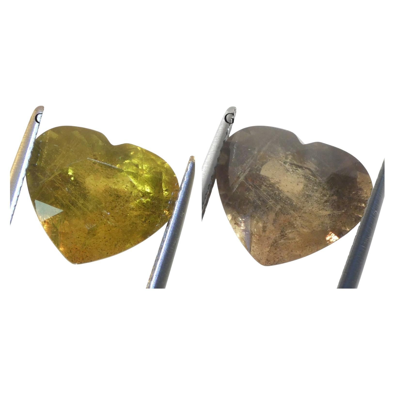 9.64ct Heart Brown-Yellow to Pinkish Brown Sapphire GIA Certified East Africa Un For Sale