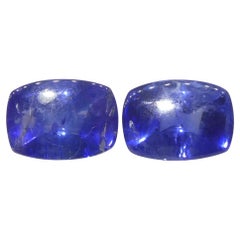 1.51ct Pair (2) Cushion Sugarloaf Cabochon Blue Sapphires from Burma