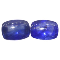 2.53ct Pair (2) Cushion Sugarloaf Cabochon Blue Sapphires from Burma
