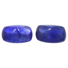 2,53ct Coppia (2) Zaffiri Blu Cabochon Sugarloaf a cuscino dalla Birmania