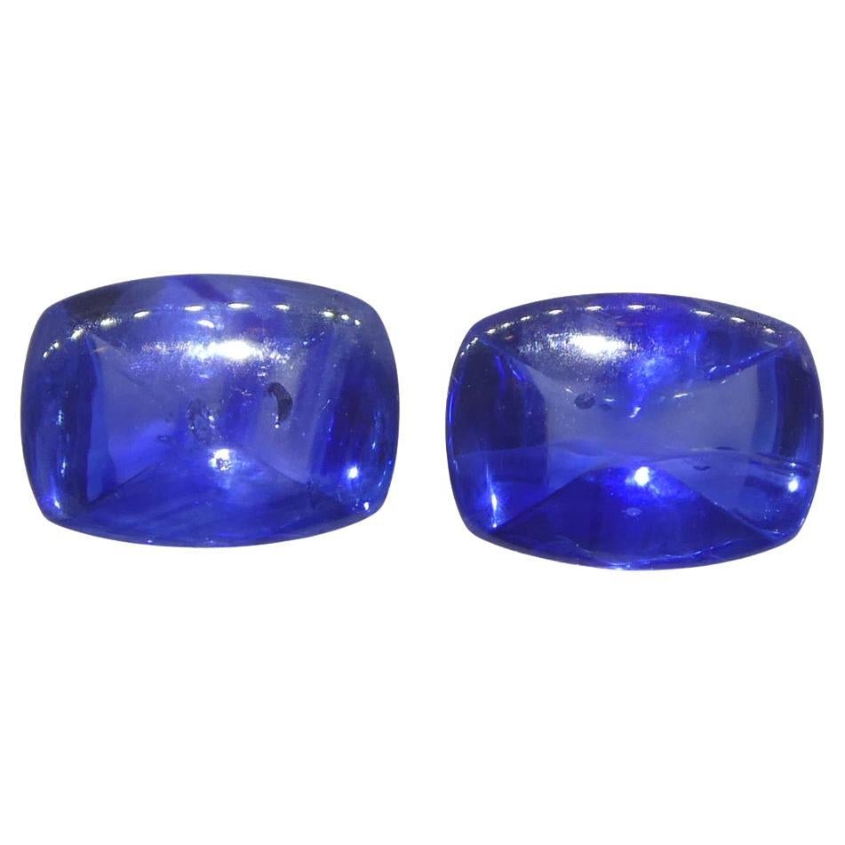 Par (2) de zafiros azules en cabujón Sugarloaf de Birmania de 1,85 ct en venta