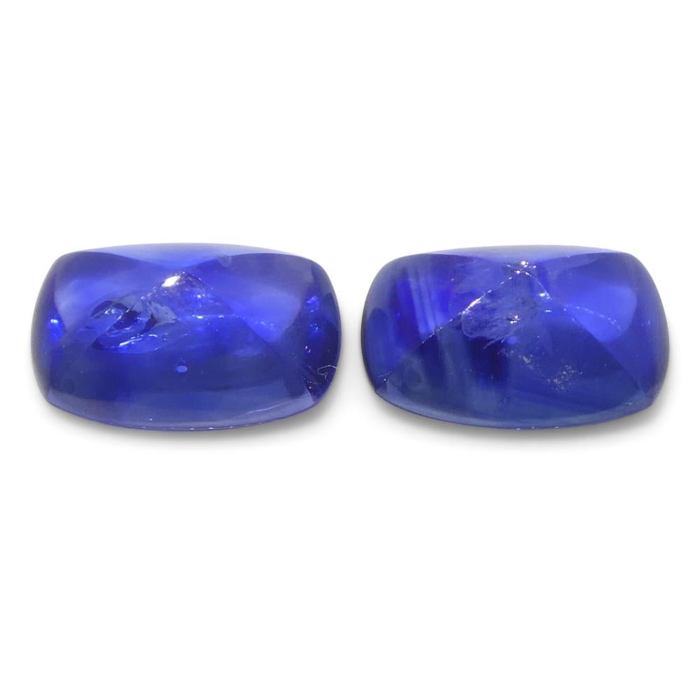 Par (2) de zafiros azules en cabujón Sugarloaf de Birmania de 1,85 ct en venta 1