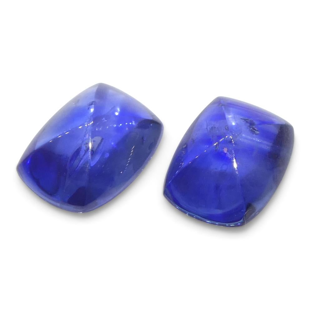 Par (2) de zafiros azules en cabujón Sugarloaf de Birmania de 1,85 ct en venta 3