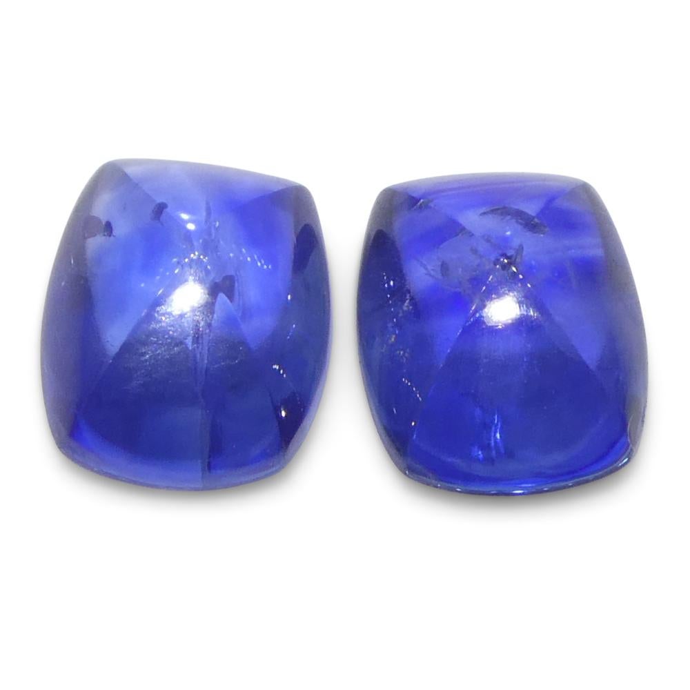 Par (2) de zafiros azules en cabujón Sugarloaf de Birmania de 1,85 ct en venta 2