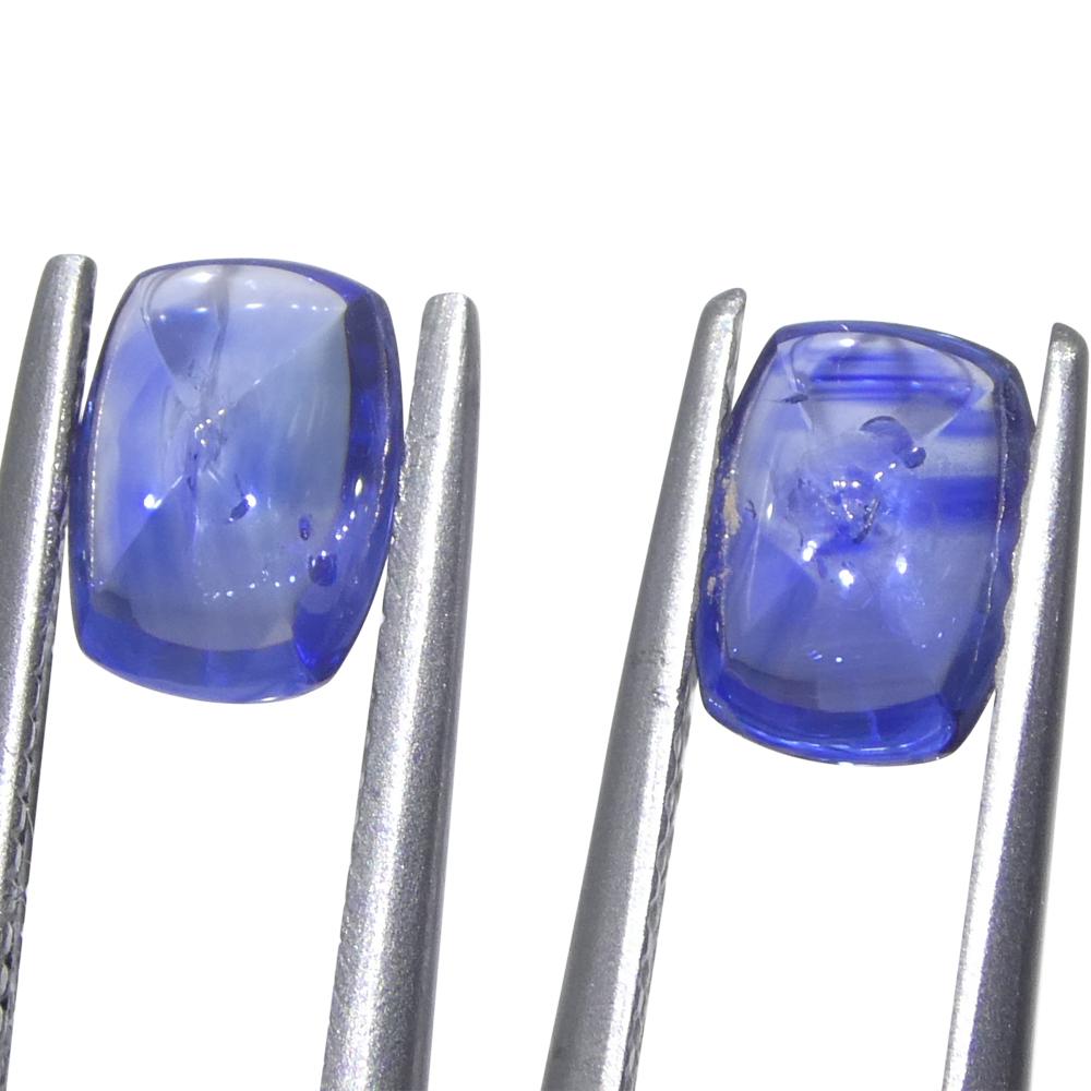Par (2) de zafiros azules en cabujón Sugarloaf de Birmania de 1,85 ct Corte cojín en venta