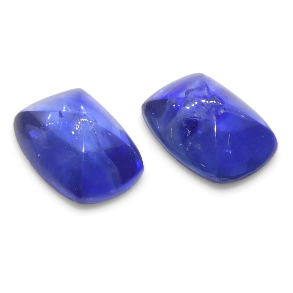 Par (2) de zafiros azules en cabujón Sugarloaf de Birmania de 1,85 ct en venta 4