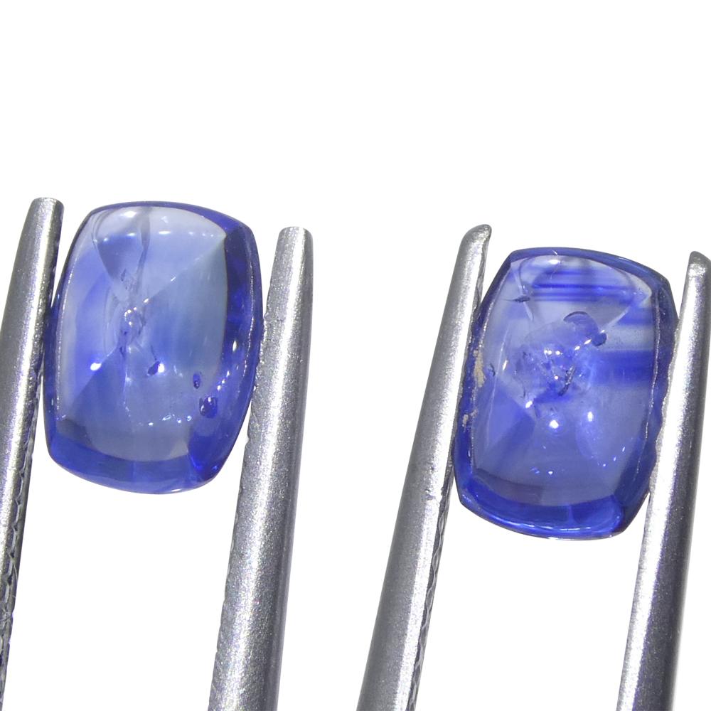 Femenino o masculino Par (2) de zafiros azules en cabujón Sugarloaf de Birmania de 1,85 ct en venta