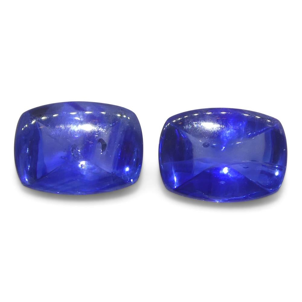 Par (2) de zafiros azules en cabujón Sugarloaf de Birmania de 1,85 ct en Nuevo estado para la venta en Toronto, Ontario