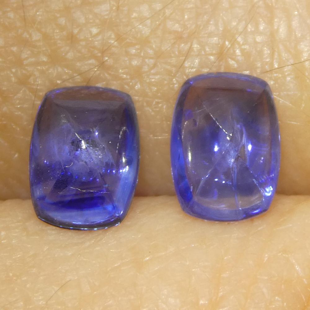 Par (2) de zafiros azules en cabujón Sugarloaf de Birmania de 1,85 ct en venta 7