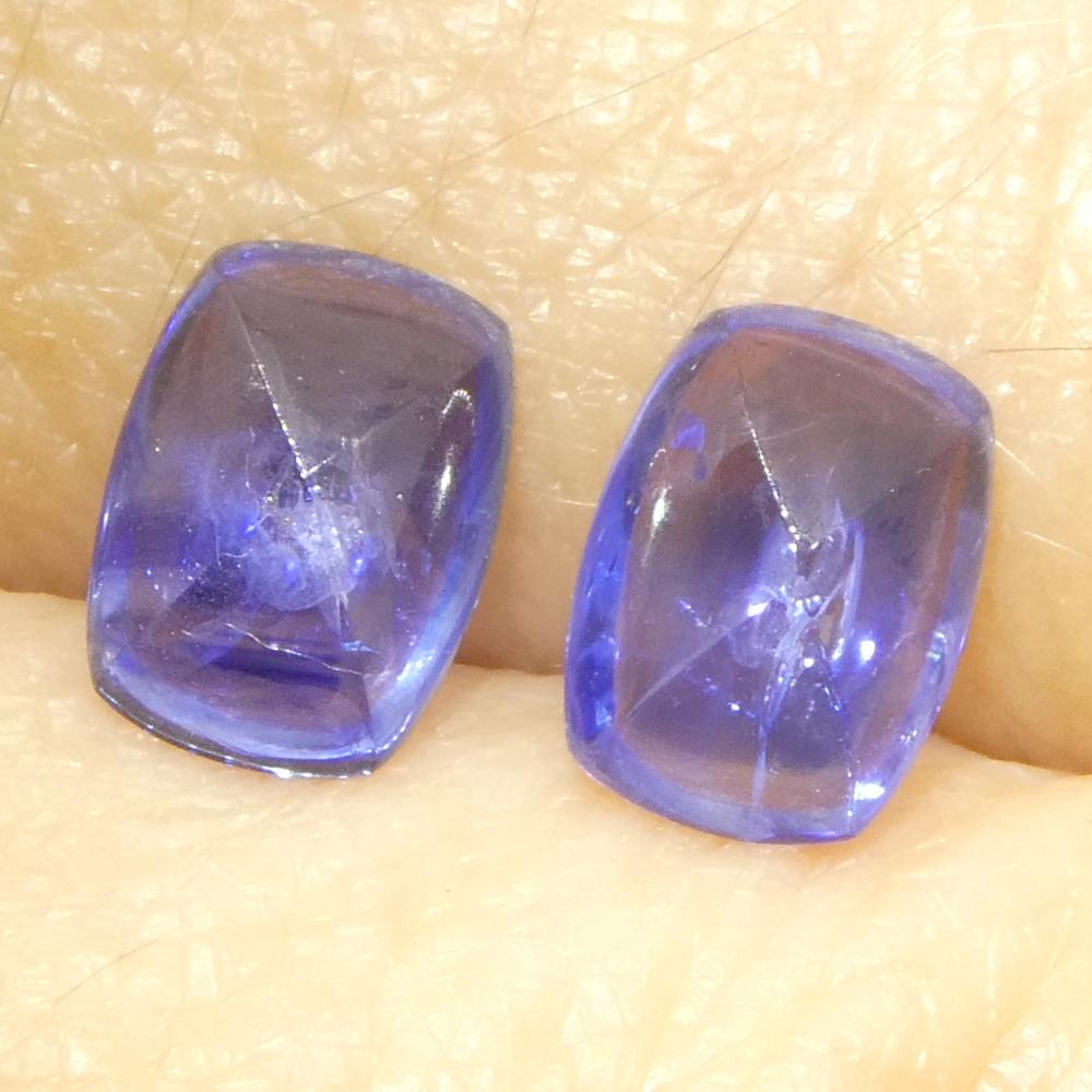 Par (2) de zafiros azules en cabujón Sugarloaf de Birmania de 1,85 ct en venta 6