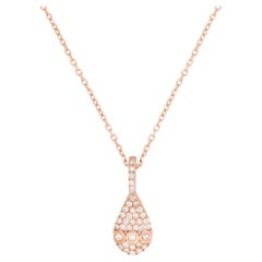 18k rose gold necklace with champagne infused diamond pavé drop pendant