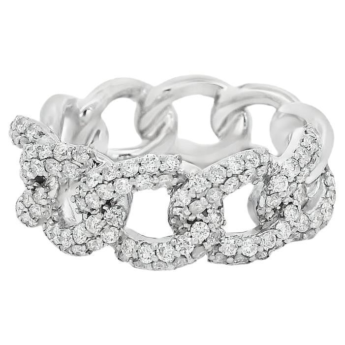 0.95 Carat Pavé Diamond Link Ring 18K White Gold
