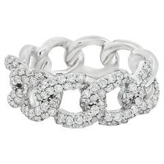 0.95 Carat Pavé Diamond Link Ring 18K White Gold