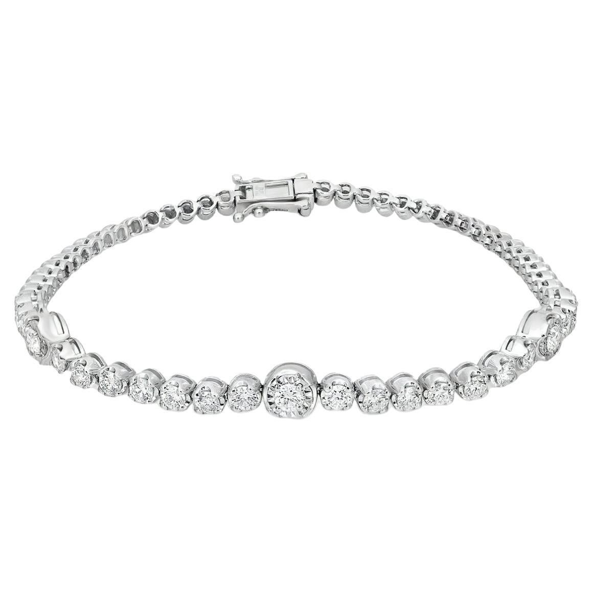 1.69 Carat Diamond Tennis Bracelet 18K White Gold