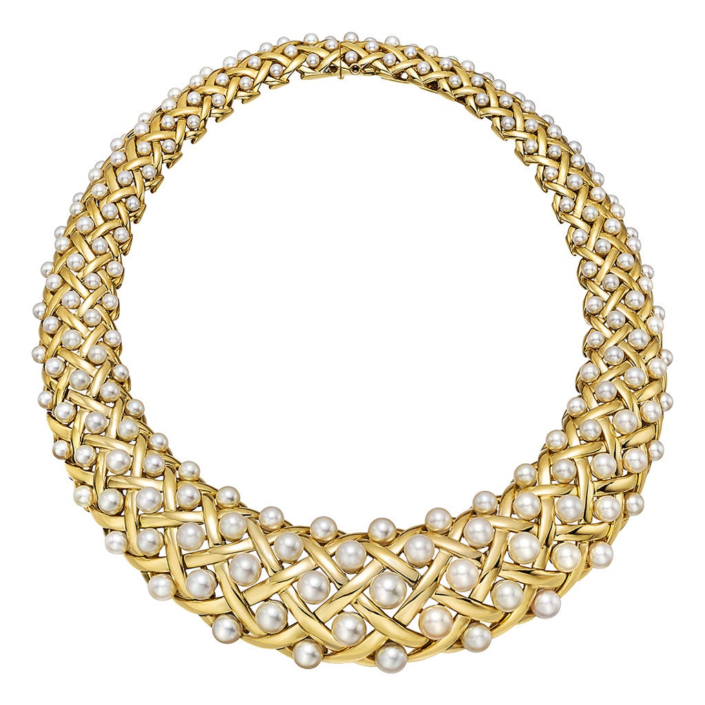 Chanel Pearl Gold Collar Necklace