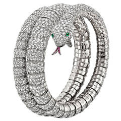 Pave Diamond Gold Snake Wrap Bracelet 11