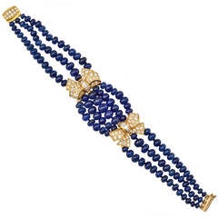 Boucheron Sapphire Bead Bracelet with Diamond-Set Bows