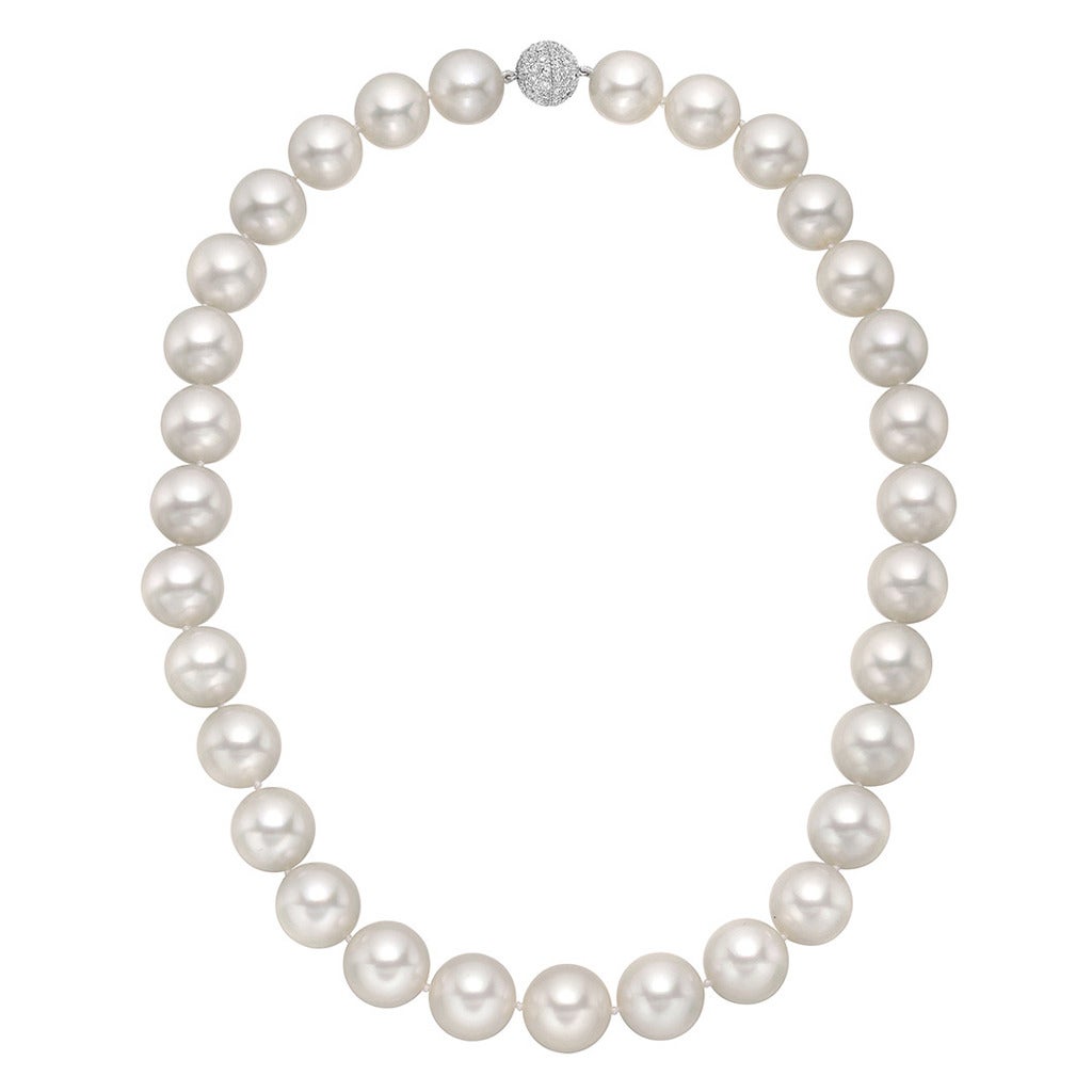 South Sea Pearl Necklace with Pave Diamond Clasp