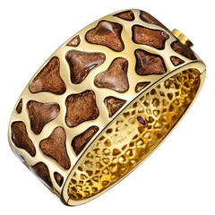 Roberto Coin Enamel ​Gold Giraffe Cuff Bracelet