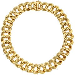 Gold Double Round Link Necklace