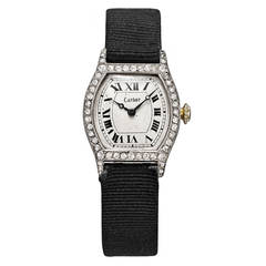 Cartier Lady's Platinum Diamond Tortue Wristwatch Circa 1920s