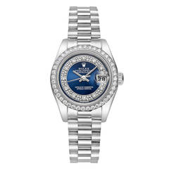 Rolex Lady's Platinum Diamond Datejust President Wristwatch