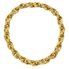 Tiffany & Co. Gold Reeded Link Necklace