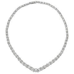 Old Mine Cut Diamond Platinum Line Necklace 1