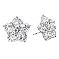 Betteridge Large Diamond Platinum Flower Cluster Earstuds