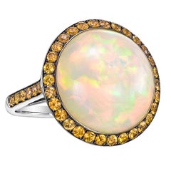 Manuel Bouvier Opal Cocktail Ring with Orange Sapphire Surround