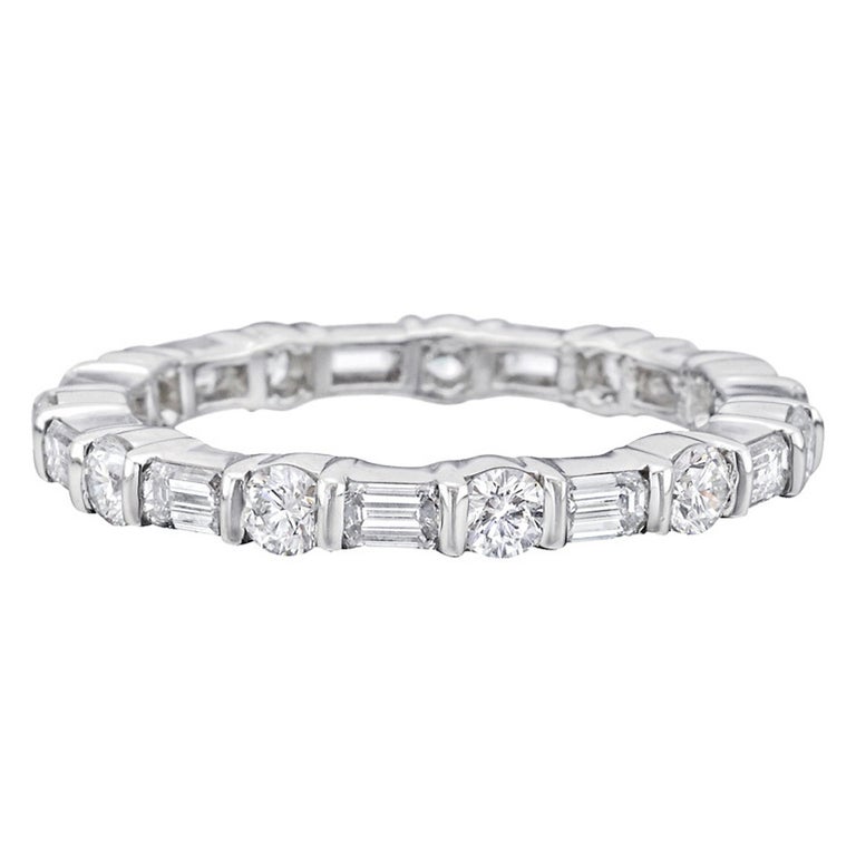 Round and EmeraldCut Diamond Platinum Eternity Band at 1stDibs round