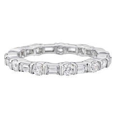 Round and Emerald-Cut Diamond Platinum Eternity Band 11