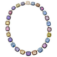 Manuel Bouvier Multicolored Sapphire Diamond Gold Titanium Necklace 5