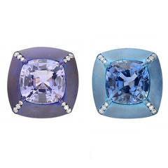 Manuel Bouvier Multicolored Sapphire Diamond Gold Titanium Earrings