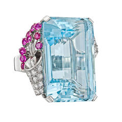 1940s 58.00 Carat Aquamarine Cocktail Ring