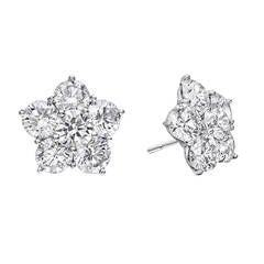Betteridge Large Diamond Platinum Flower Cluster Earstuds