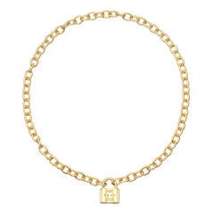 Tiffany & Co. 1837 Collection Gold Link Necklace with Padlock Pendant