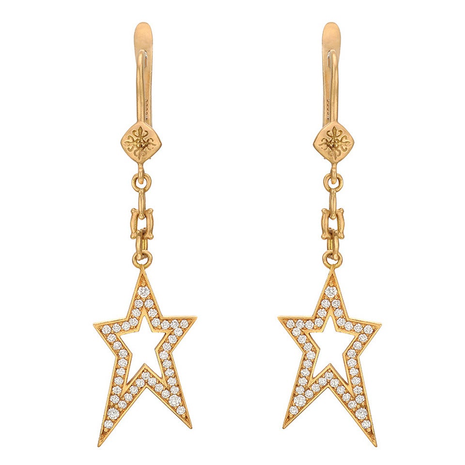 Nicole Khristine Diamond Rose Gold Star Drop Earrings