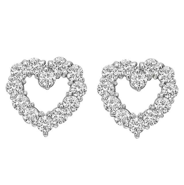 Tiffany and Co. Diamond Platinum Open Heart Earstuds at 1stDibs