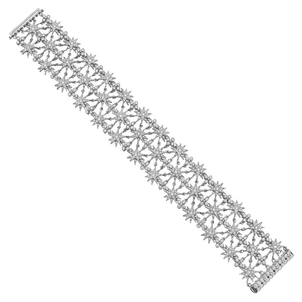 Tiffany & Co. Three Row Diamond Starburst Bracelet