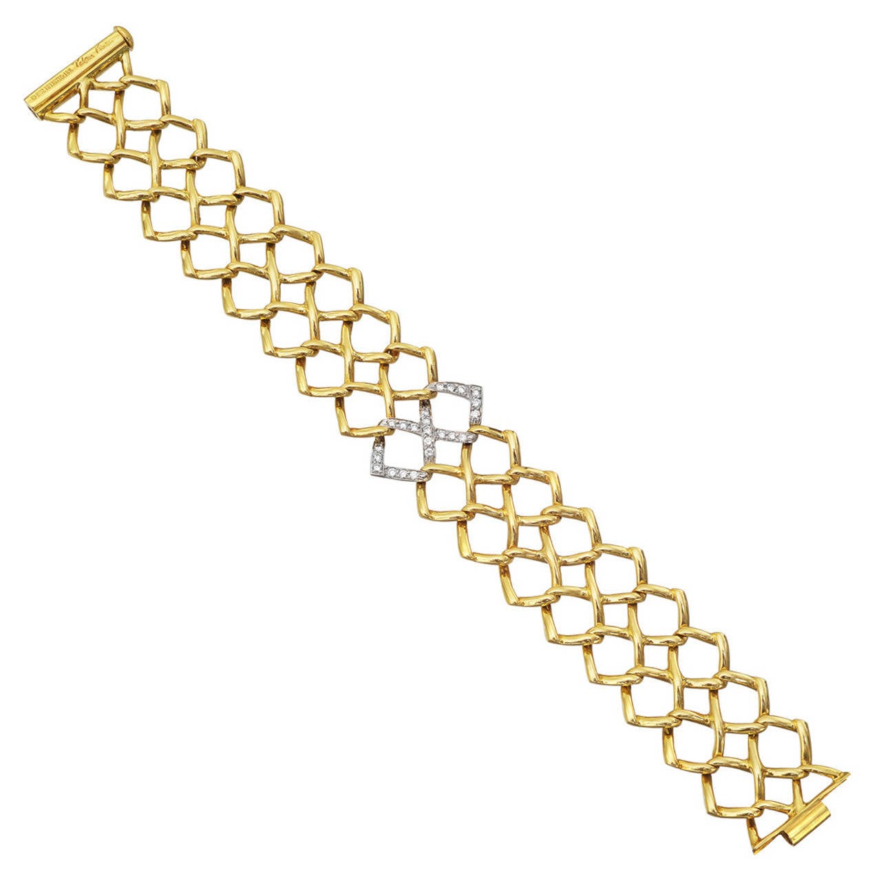 Tiffany & Co. Diamond Gold Lattice Bracelet
